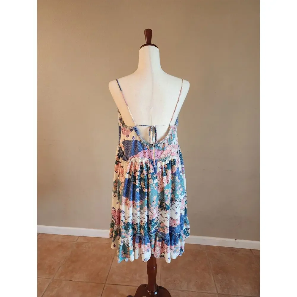 Lovestitch Sammy Mini Dress SZ Large Floral Tiered Boho Ruffles - Picture 8 of 13